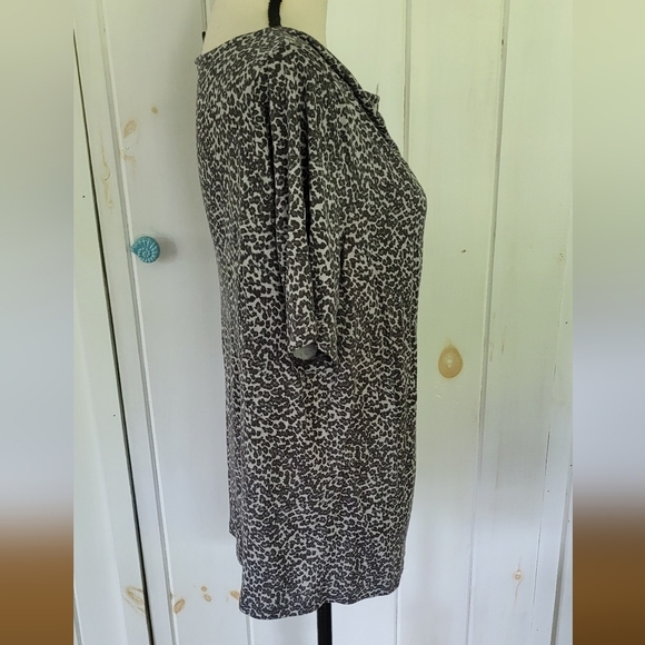 Talbots Cheetah Cowl Neck Shortsleeve Stretch Top - Picture 3 of 9